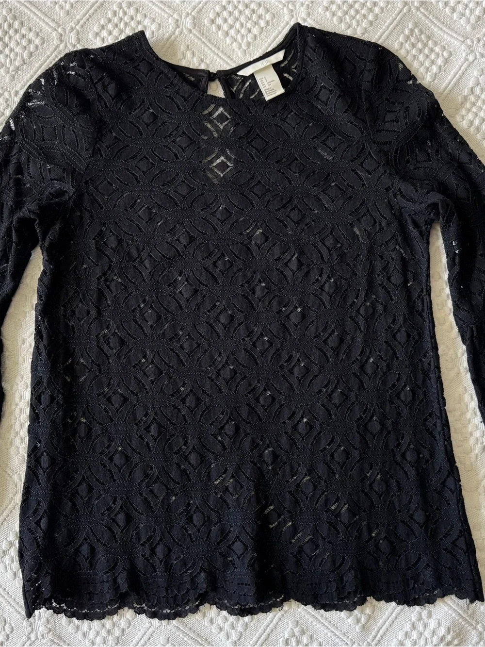 H&M Black Lace Bell-Sleeve Women's Top, cotton blend size small - Picture 8 of 9